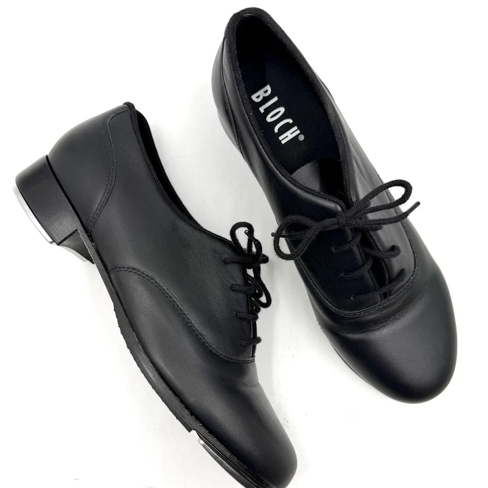 Bloch Respect Tap Shoes Black Leather Oxford Dance Women Size 8 NARROW